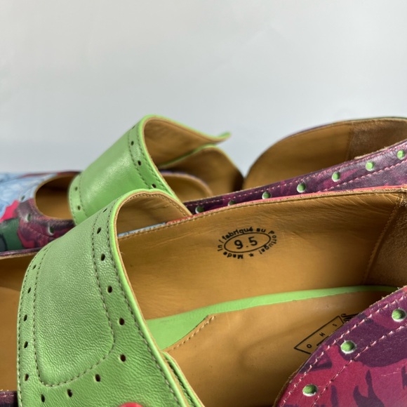 John Fluevog Floral Cleo Shoes with Lime Green Accents - Picture 7 of 12